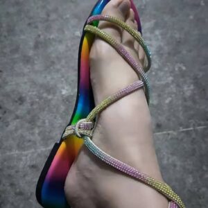 Bling Iridescence Ankle Straps Sandals